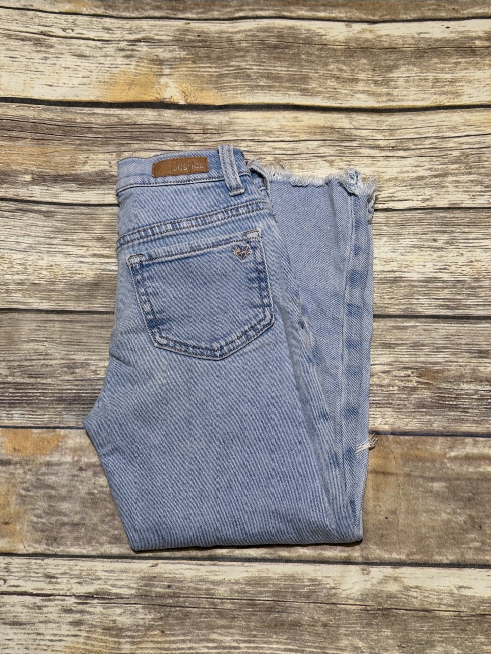 Justice Girls Light Blue Distressed Denim Jeans